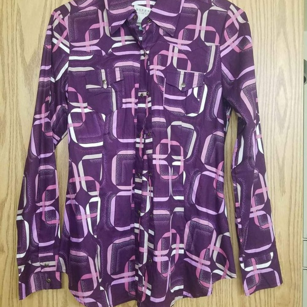 Roper Purple and Pink Button Down Shirt